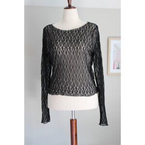 Abercrombie and Fitch XL Black Long Sleeved Stretch Lace Slash Top